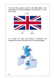 English Worksheet:  Union Jack reading (British Culture/Citizenship)