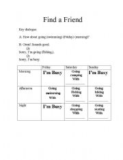 English Worksheet: Suggesting Future Events Group Game