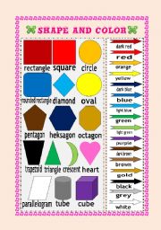 English Worksheet: Shape and colour