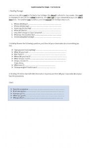 English worksheet: Simple Past  tense activities