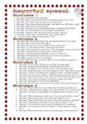 English Worksheet: Grammar from A to Z Reported Speech (13-25) 