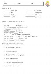 English Worksheet: Articles a, an and the