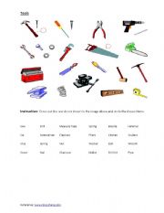 English Worksheet: Tools Worksheet