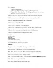 English Worksheet: body language