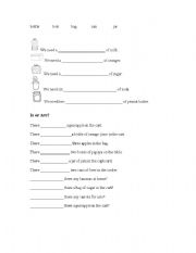 English Worksheet: container and is vs. are worksheet