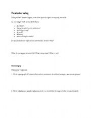 English worksheet: Teenage Perceptions - mindmap, brainstorm, interview