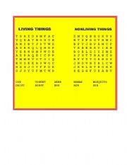 English Worksheet: Living or not living things