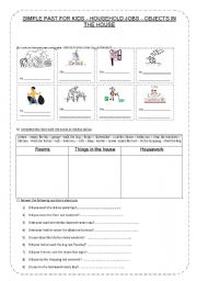 English worksheet: SIMPLE PAST - HOUSEHOLD JOBS