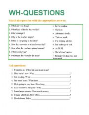 English Worksheet: wh questions