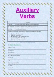 English worksheet: Auxiliary Verbs