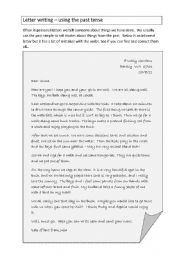 English Worksheet: Informal letter past simple