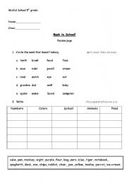 English Worksheet: Back to School
