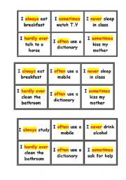 frequency adverbs bingo