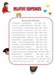 English Worksheet: RELATIVE SENTENCES