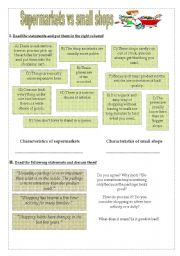 English Worksheet: Shopping: Supermarkets vs small shops - Speaking