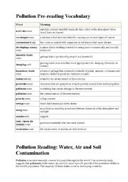 English Worksheet: Pollution