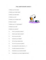 English Worksheet: INTERVIEW - BASICS1