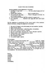 English worksheet: ADJECTIVES AND ADVERBS