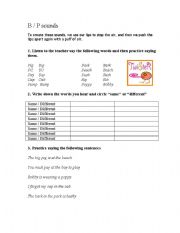 English Worksheet: B P pronunciation drills