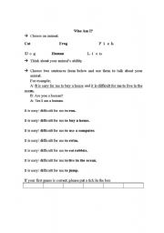 English worksheet: Who am I? Easy/ Difficult for me to...