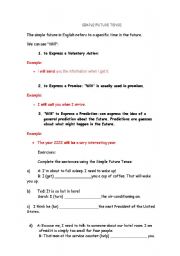 English Worksheet: The Simple Future Tense