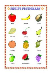 English Worksheet: Fruit pictionary