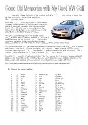 English Worksheet: Good Old Memories with My Used VW Golf