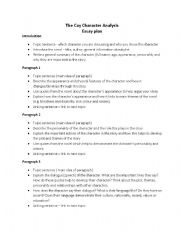 English worksheet: The Cay - Character Analysis Essay Plan