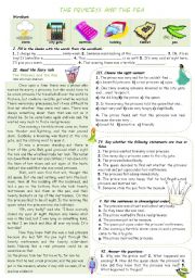 English Worksheet: The PRINCESS AND The PEA - reading comprehension