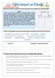 English Worksheet: Public transport - Car pros and cons - Speaking