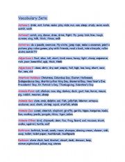 English worksheet: vocabulary sets