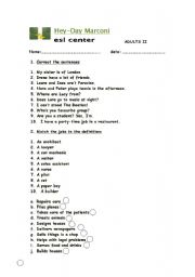 English Worksheet: ENGLISH EXAM FOR ADULTS/ 3 PAGES