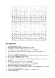 English Worksheet: Find the foods and drinks!