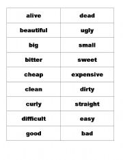 English Worksheet: Opposites Matching Game