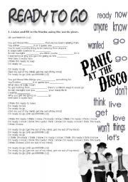 English Worksheet: Ready to Go by Panic at the Disco
