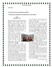 English Worksheet: Volunteering in Peru