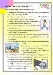 English Worksheet: Collocations with MAKE/DO/HAVE/GO