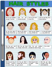 English Worksheet: DESCRIBING PEOPLE - HAIR STYLES