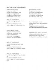 English worksheet: Hand in My Pocket - Alanis Morisette