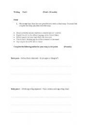 English worksheet: Writing test for argumentative essay higher level