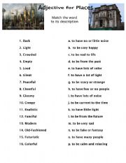 English Worksheet: Adjectives for Describing Places