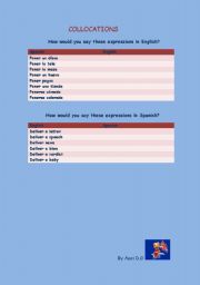 English Worksheet: collocations