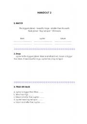 English worksheet: Our Solar System Handout 2