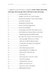 English Worksheet: WH_Questions II