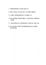 English Worksheet: james bond questions