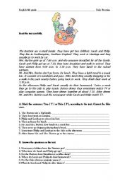 English Worksheet: Daily routine and Present Simple