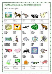 English Worksheet: Farm animals & Co: Multiple choice