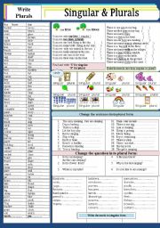 English Worksheet: PLURALS