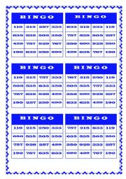 English Worksheet: BINGO - NUMBERS (100-1,000)