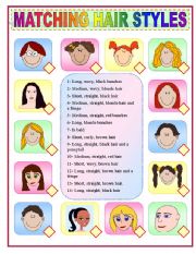 English Worksheet: MATCHING HAIR STYLES